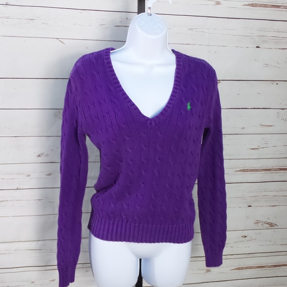 Ralph Lauren Sport Sweaters - RL Juniors Medium Purple Sweater Green Pony
